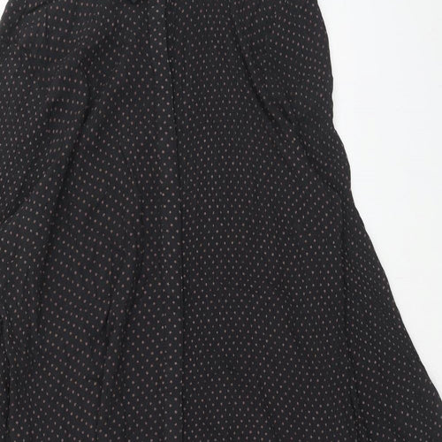 Fat Face Womens Black Polka Dot Viscose Shirt Dress Size 16 Collared Button