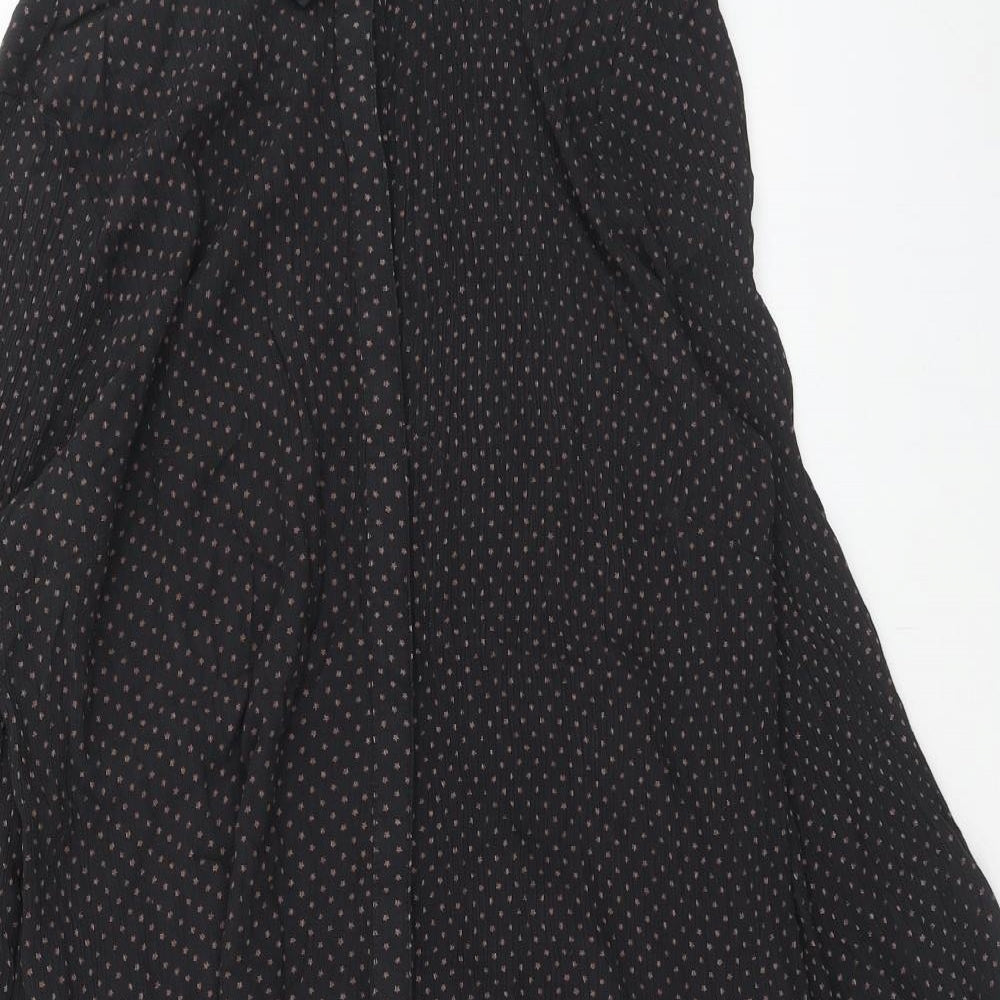 Fat Face Womens Black Polka Dot Viscose Shirt Dress Size 16 Collared Button