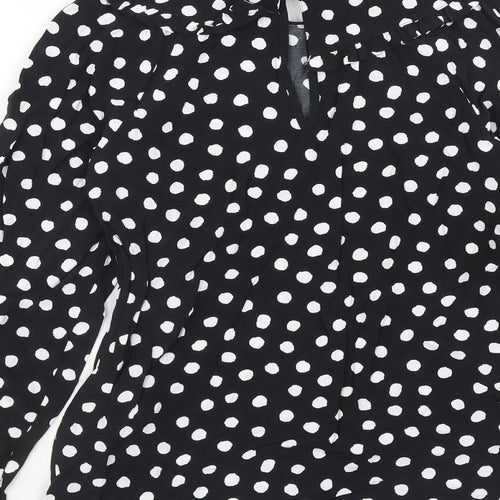 Marks and Spencer Womens Black Polka Dot Viscose Basic Blouse Size 6 Round Neck