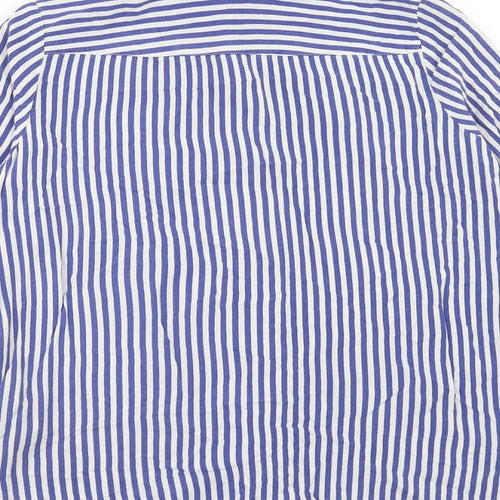 H&M Womens Blue Striped Viscose Basic Blouse Size 6 V-Neck
