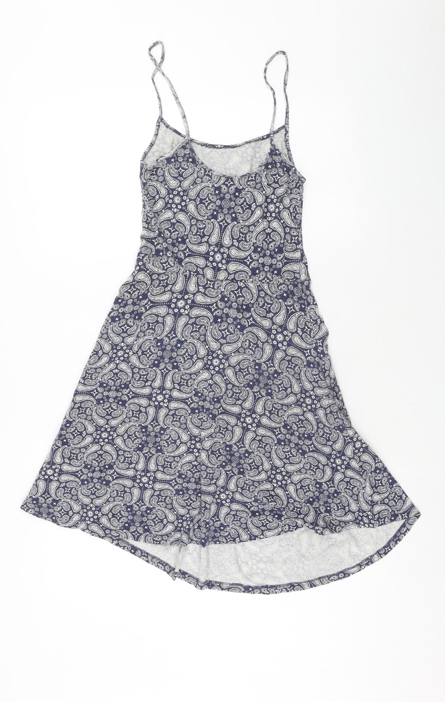 H&M Womens Blue Geometric Viscose Fit & Flare Size XS Scoop Neck Pullover