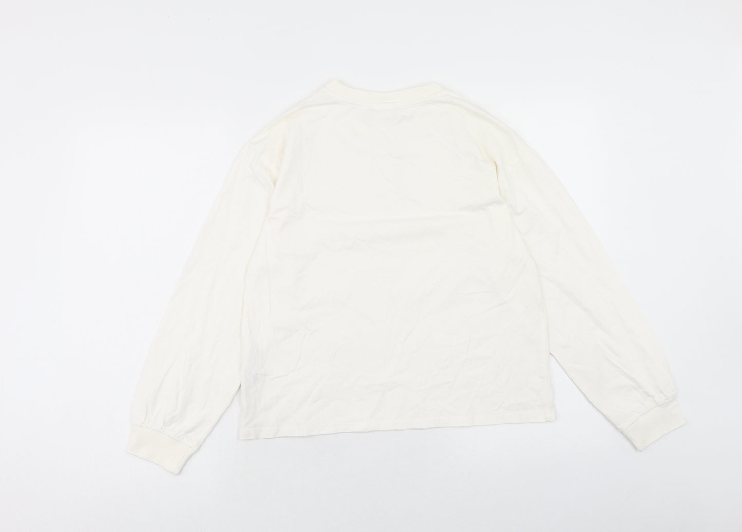 Zara Girls White Cotton Basic T-Shirt Size 13-14 Years Round Neck Pullover