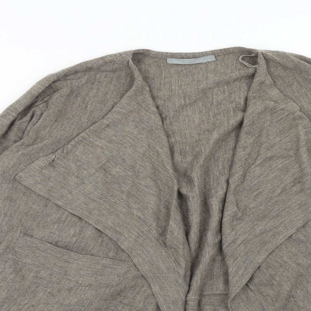 COS Womens Brown V-Neck Wool Cardigan Jumper Size XS - Waterfall Design