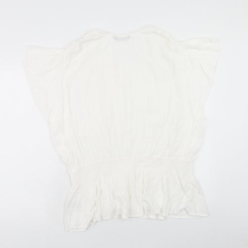 Marks and Spencer Womens White Viscose Basic Blouse Size 20 V-Neck