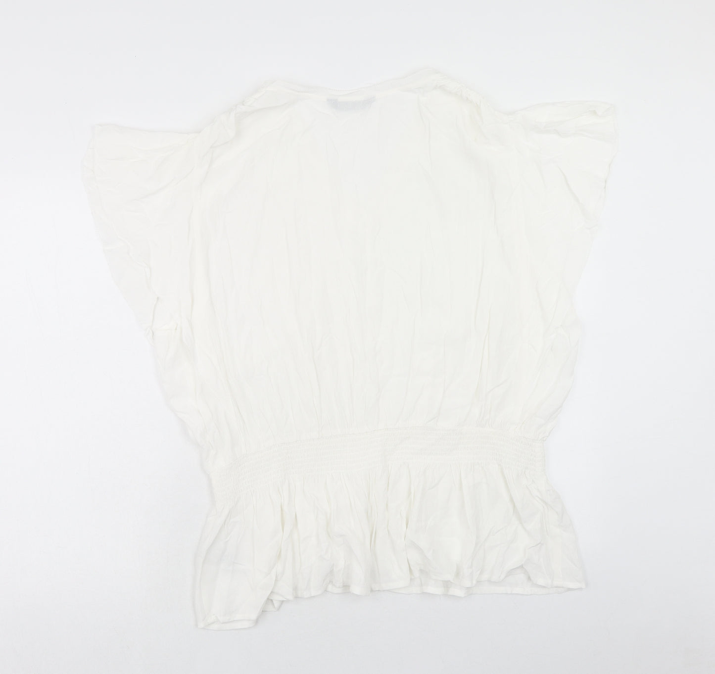 Marks and Spencer Womens White Viscose Basic Blouse Size 20 V-Neck