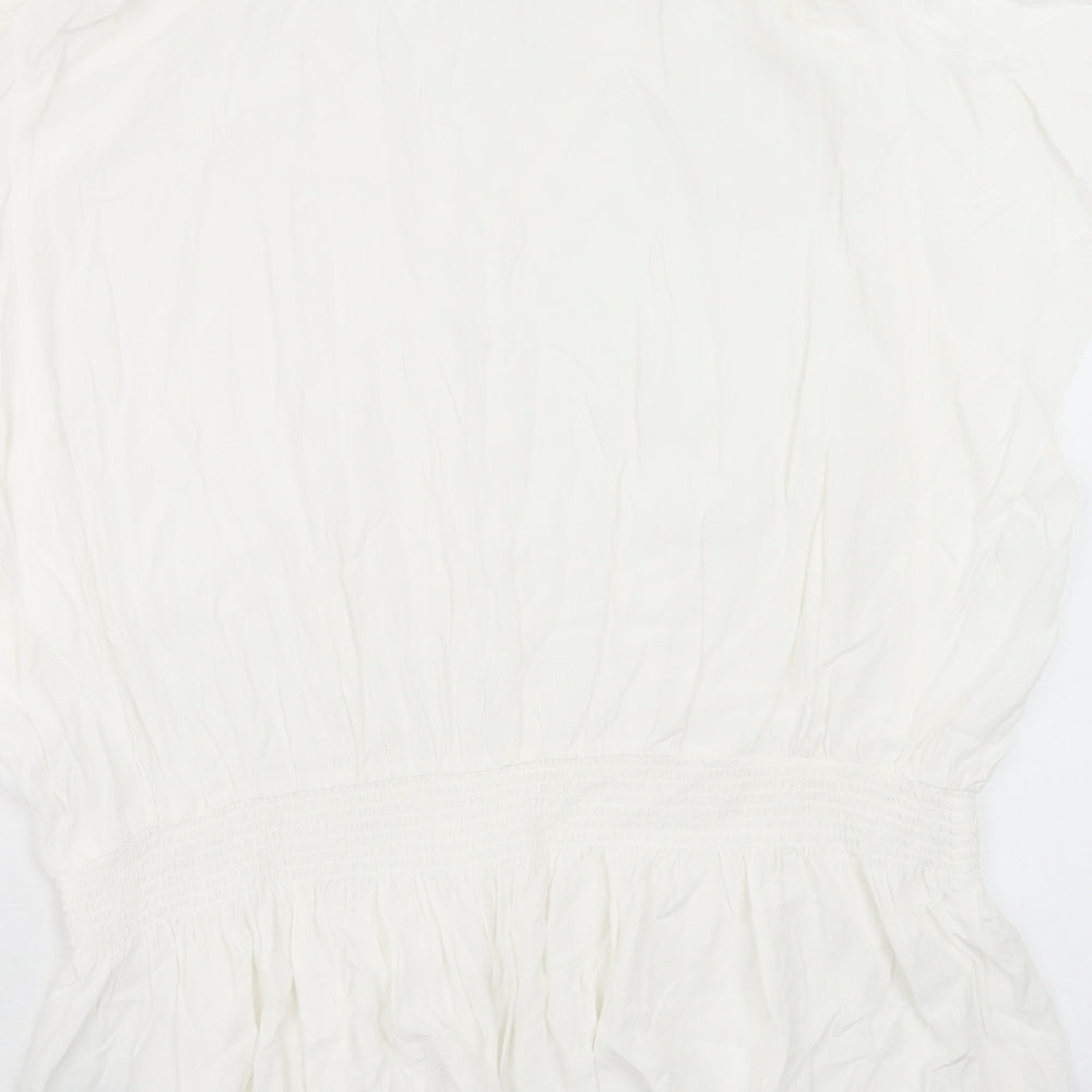 Marks and Spencer Womens White Viscose Basic Blouse Size 20 V-Neck