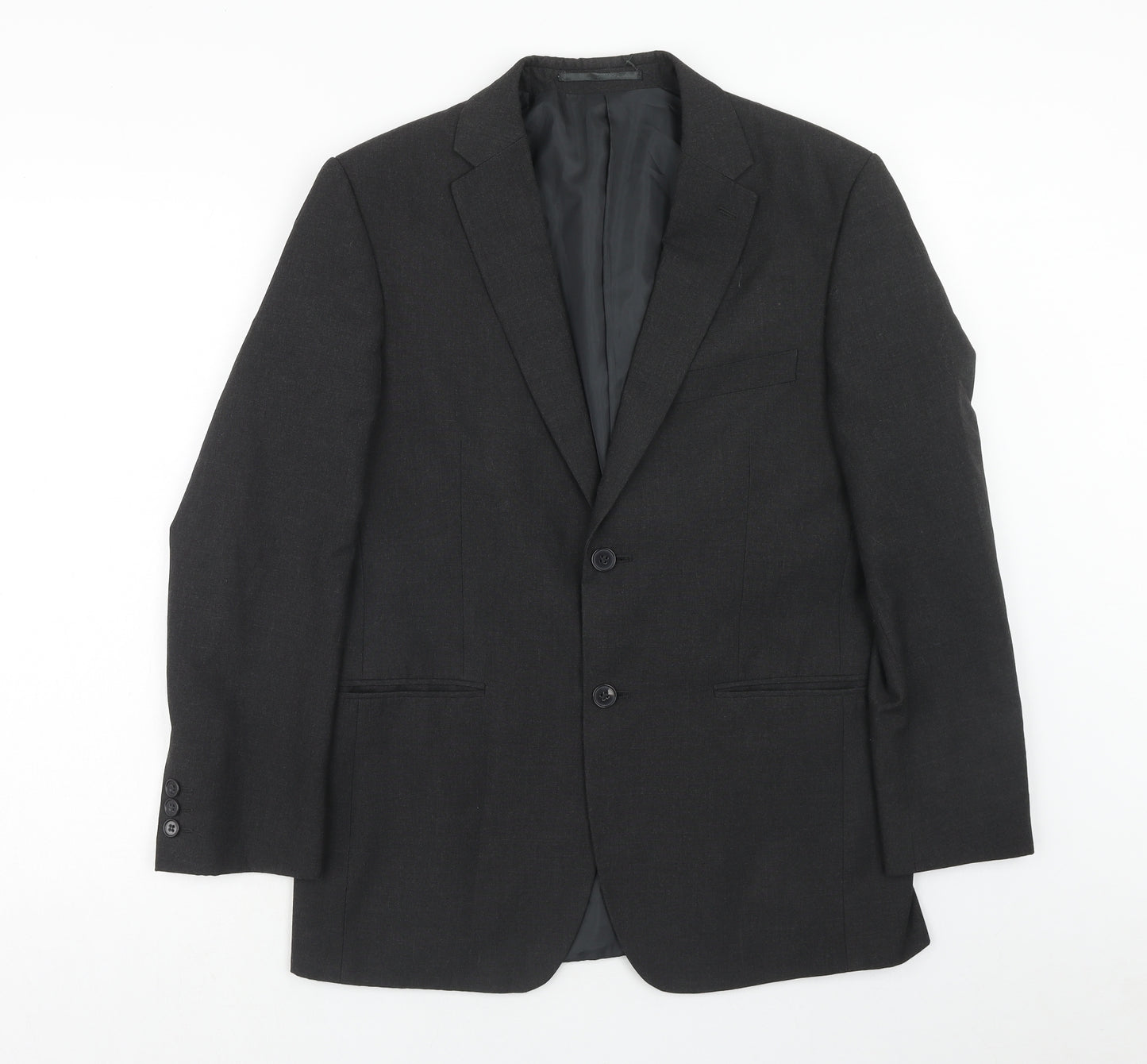 Karl Jackson Mens Grey Polyester Jacket Blazer Size 38 Regular