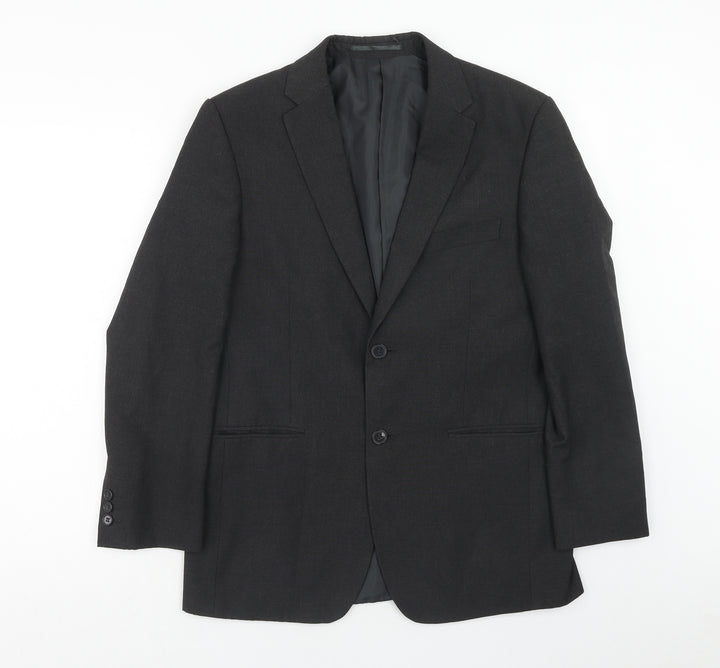 Karl Jackson Mens Grey Polyester Jacket Blazer Size 38 Regular