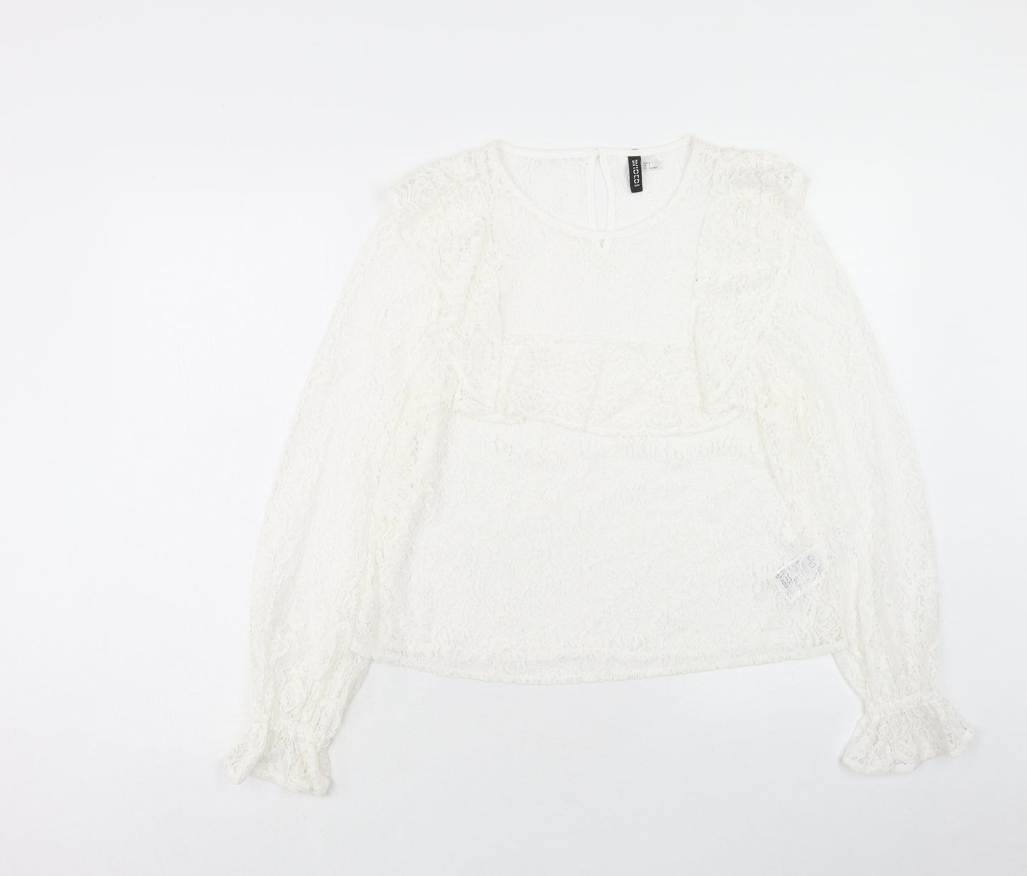 H&M Womens White Viscose Basic Blouse Size S Scoop Neck