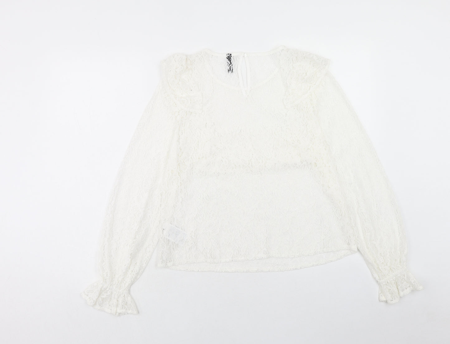 H&M Womens White Viscose Basic Blouse Size S Scoop Neck