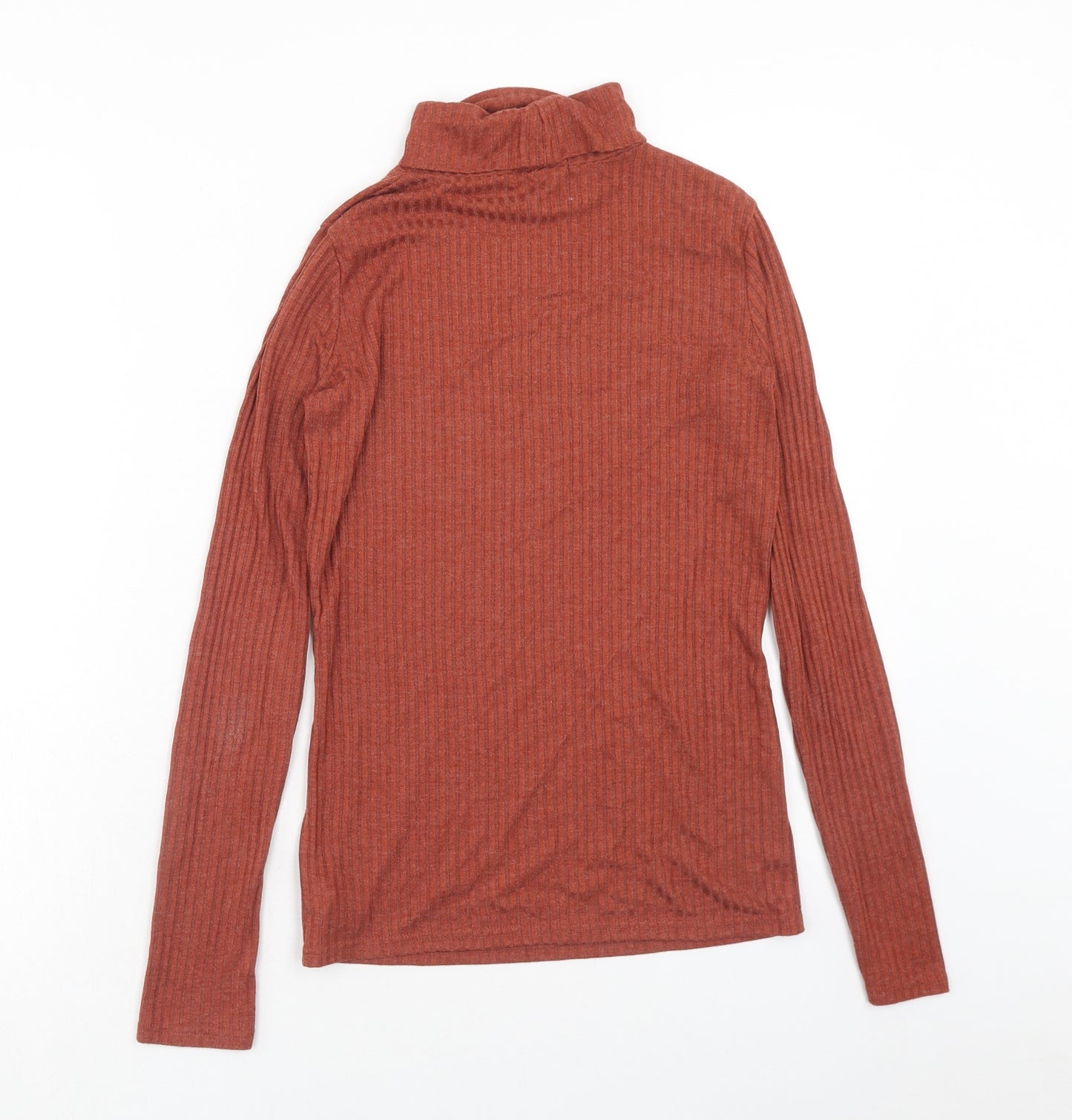 NEXT Womens Brown Polyester Basic T-Shirt Size 6 Roll Neck