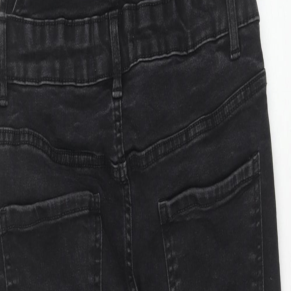 New Look Womens Black Cotton Dungaree One-Piece Size 12 Button