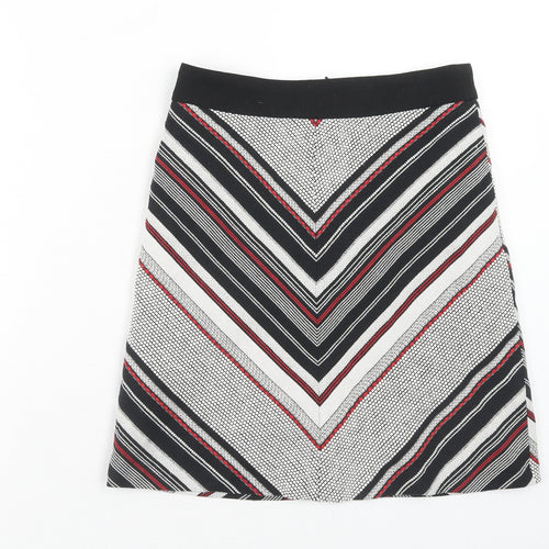 Warehouse Womens Grey Geometric Cotton Straight & Pencil Skirt Size 8 Zip