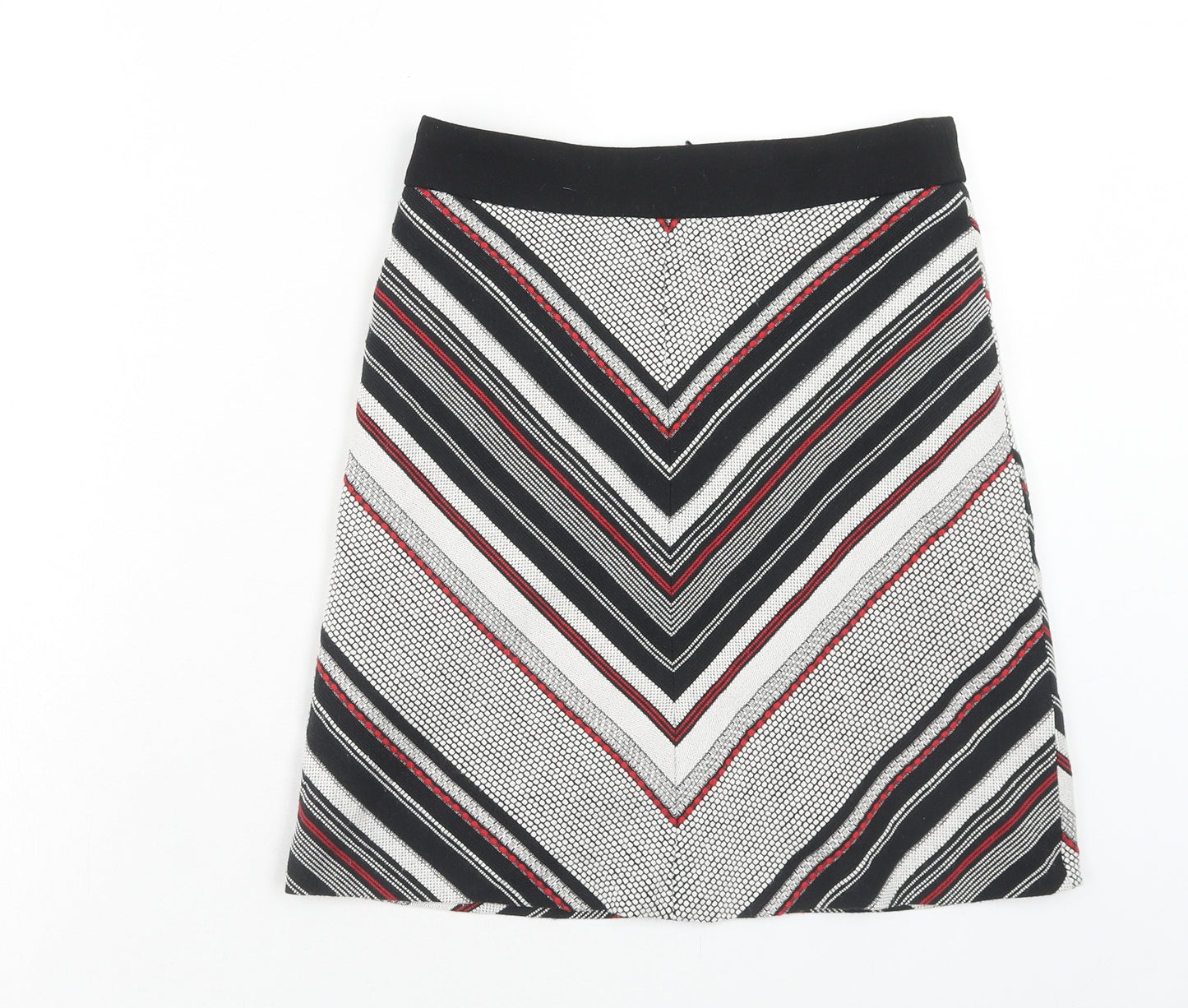 Warehouse Womens Grey Geometric Cotton Straight & Pencil Skirt Size 8 Zip