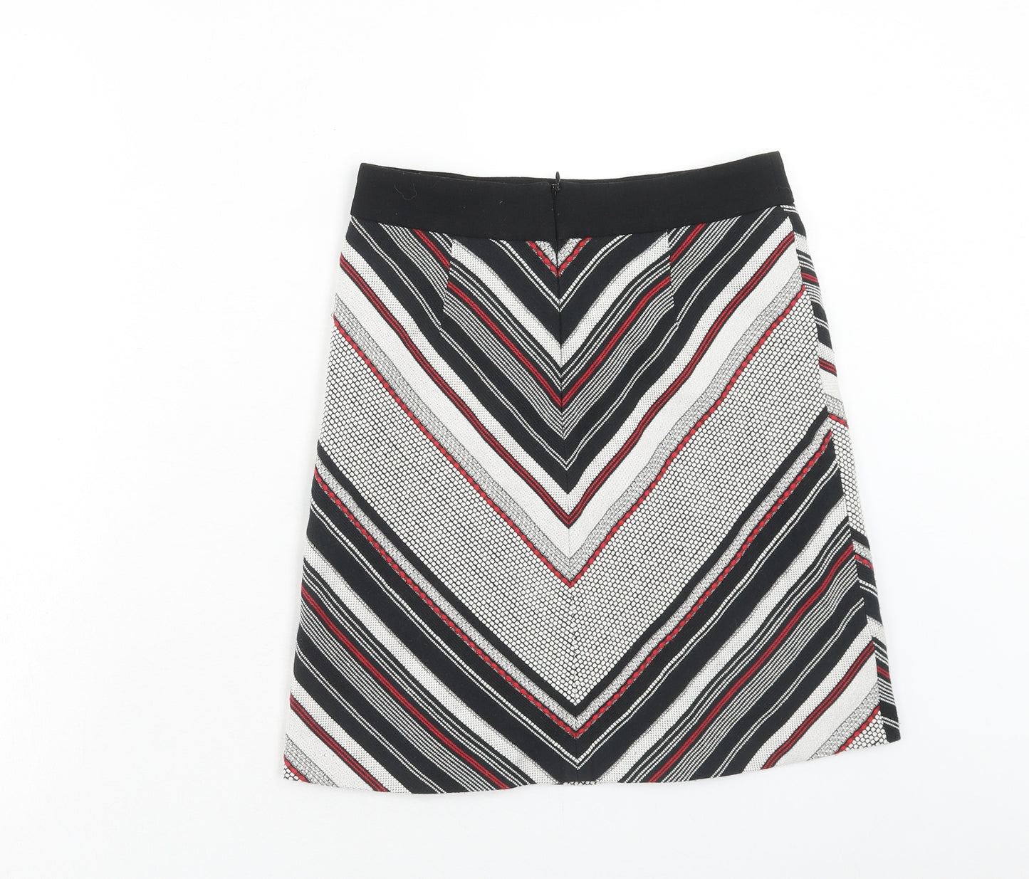 Warehouse Womens Grey Geometric Cotton Straight & Pencil Skirt Size 8 Zip