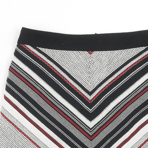 Warehouse Womens Grey Geometric Cotton Straight & Pencil Skirt Size 8 Zip
