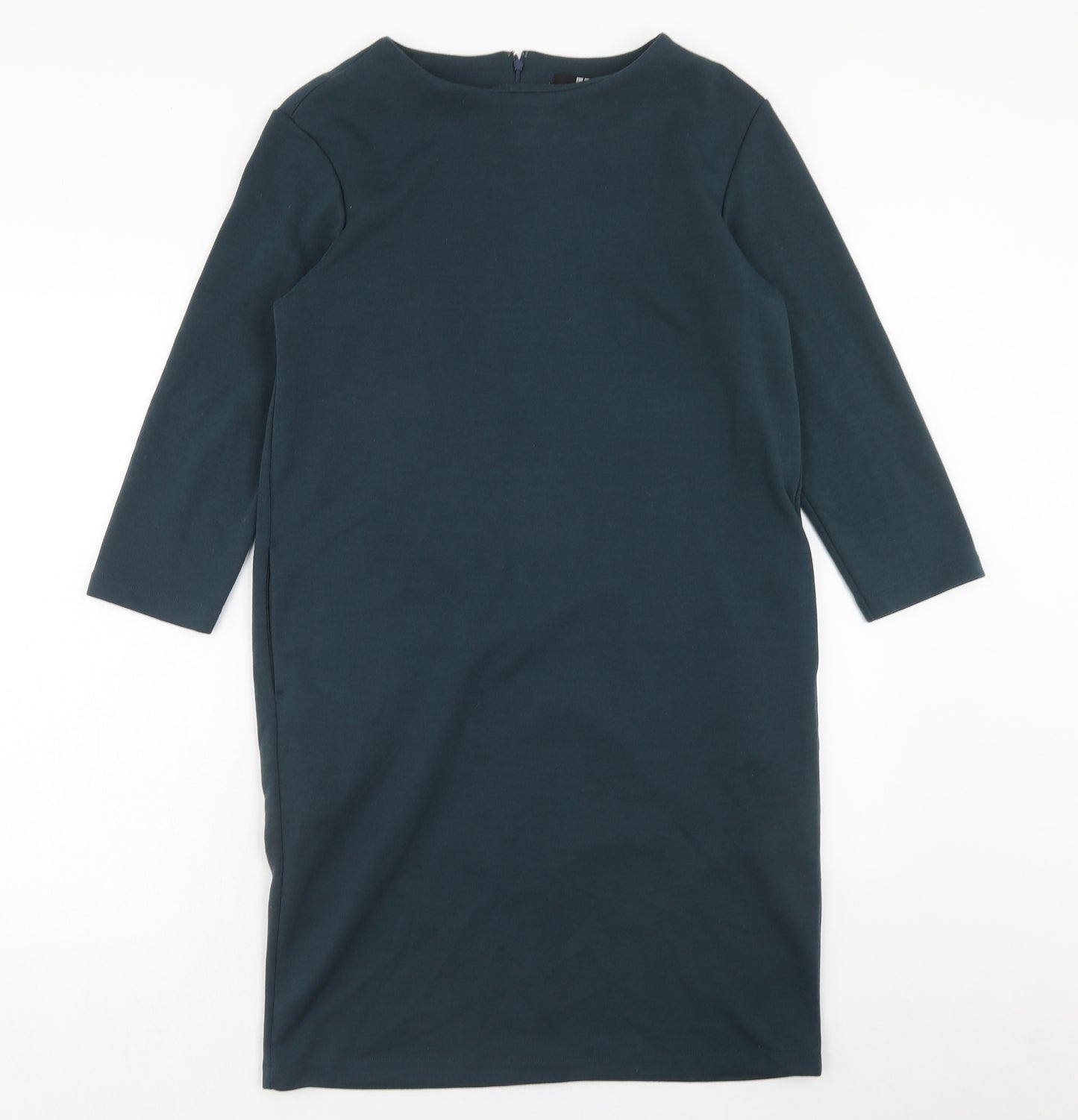 Uniqlo Womens Green Polyester A-Line Size M Round Neck Zip
