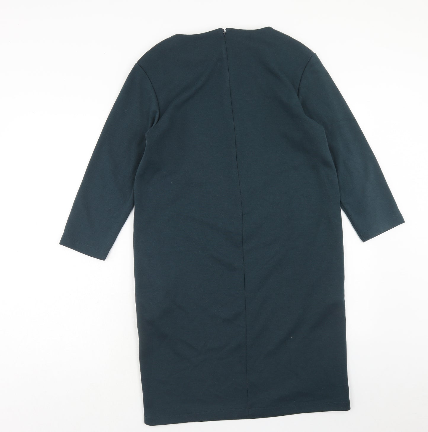 Uniqlo Womens Green Polyester A-Line Size M Round Neck Zip