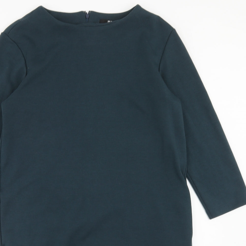 Uniqlo Womens Green Polyester A-Line Size M Round Neck Zip