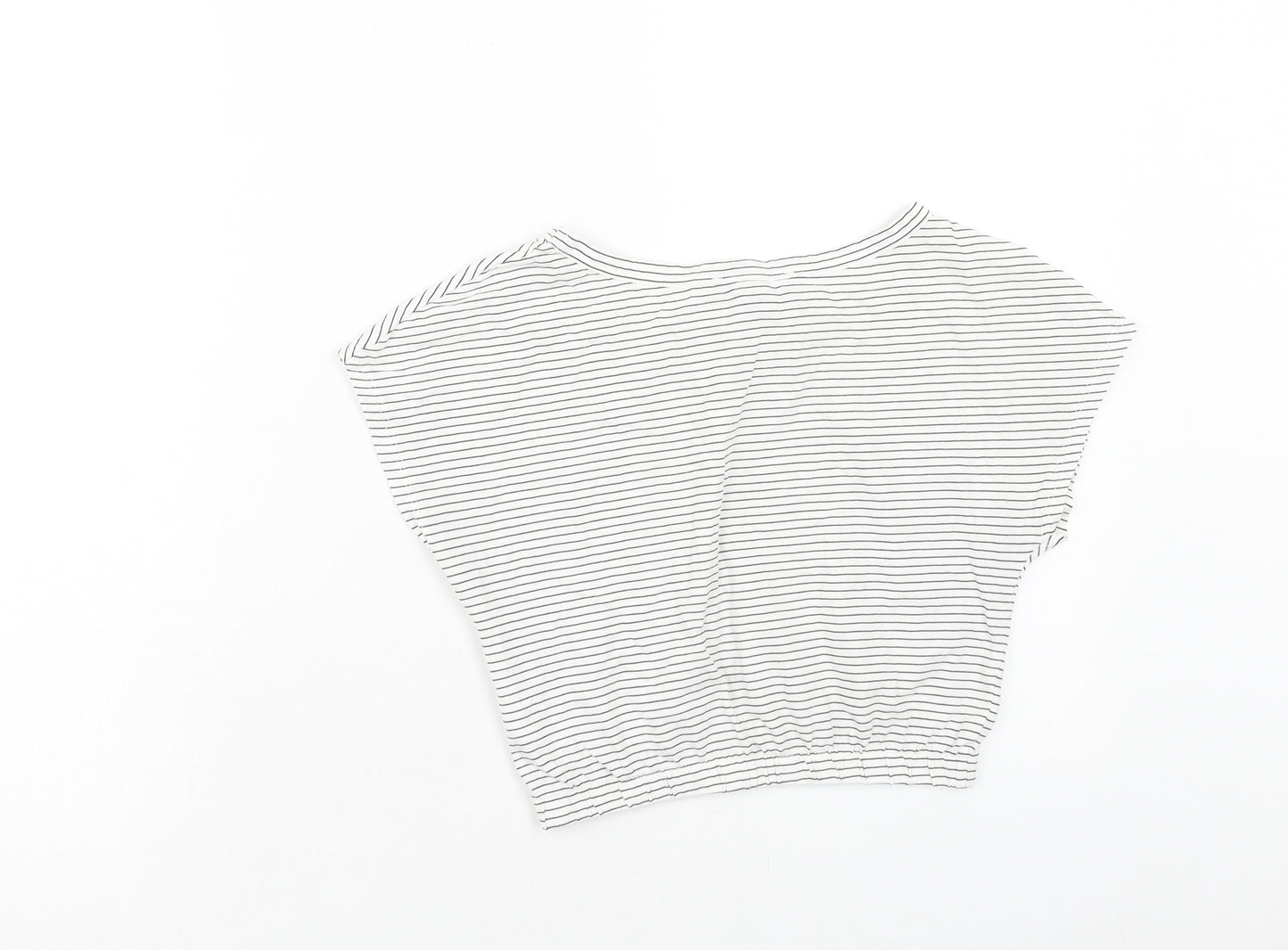 Primark Womens White Striped Cotton Basic T-Shirt Size XS Round Neck - size 6-8