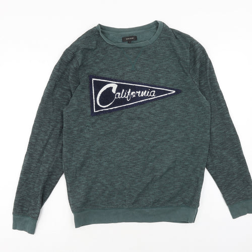 River Island Mens Green Cotton Pullover Sweatshirt Size S