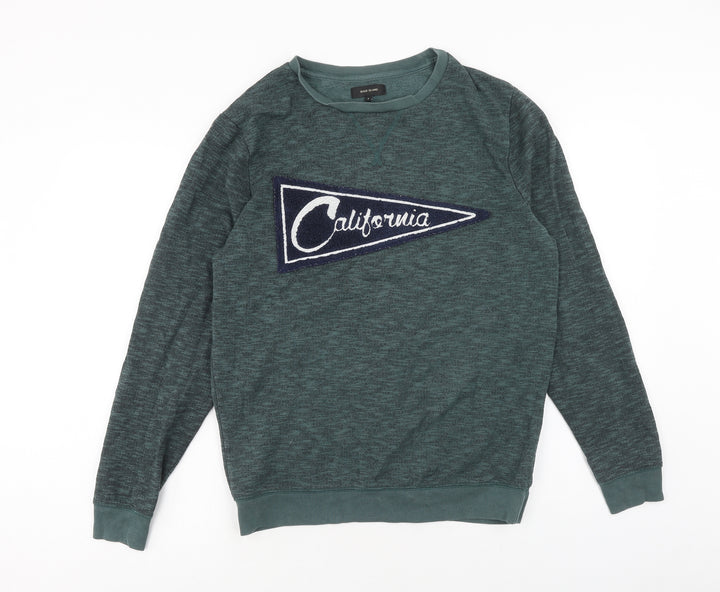River Island Mens Green Cotton Pullover Sweatshirt Size S