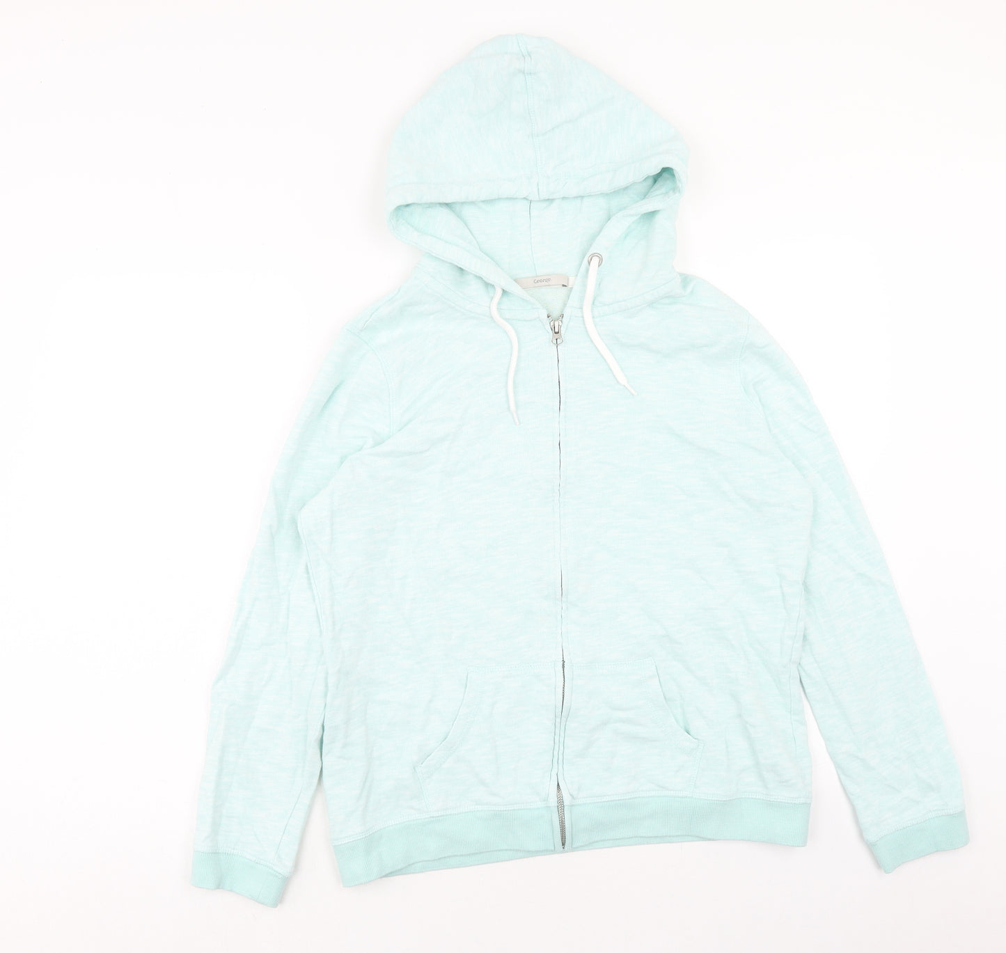George Womens Blue Cotton Full Zip Hoodie Size 16 Zip