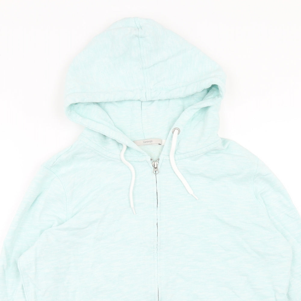 George Womens Blue Cotton Full Zip Hoodie Size 16 Zip