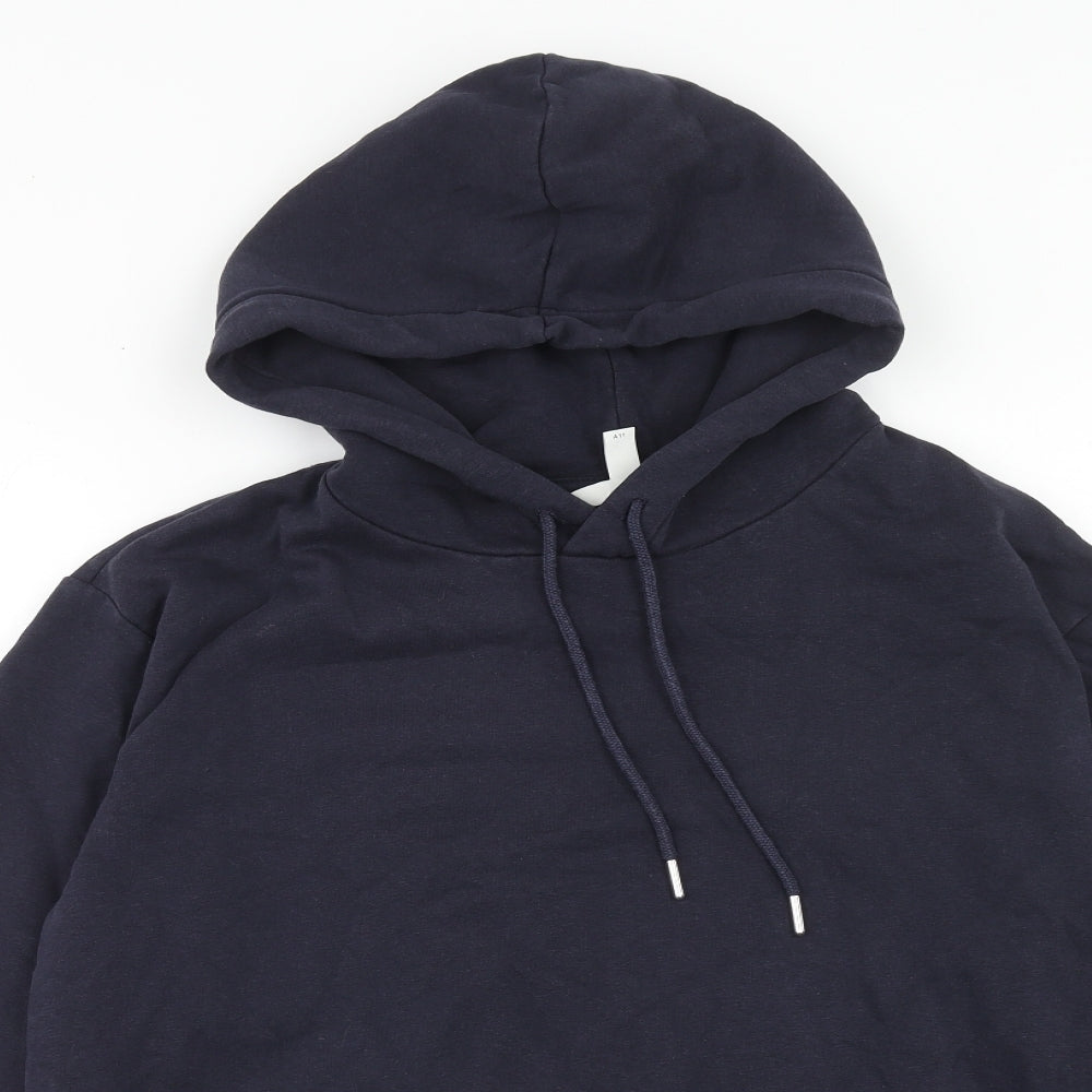 H&M Mens Blue Cotton Pullover Hoodie Size S