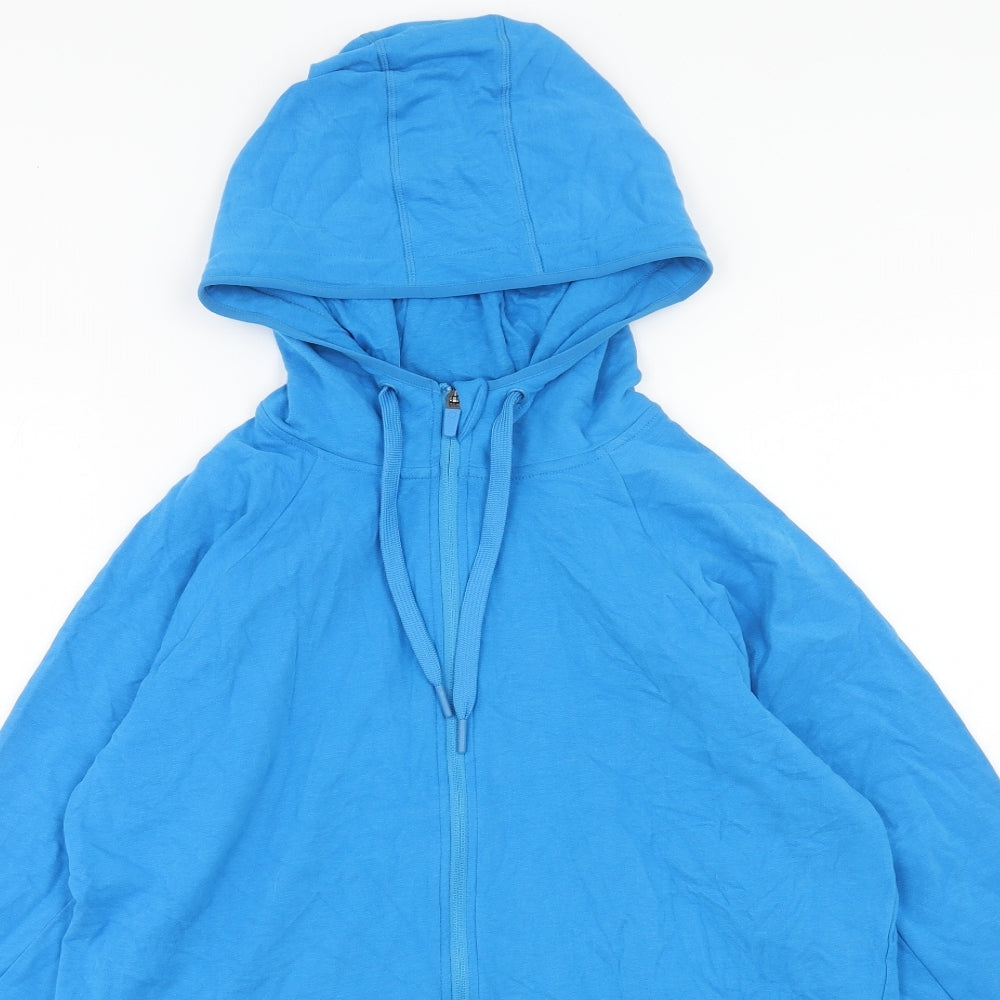 Marks and Spencer Womens Blue Cotton Full Zip Hoodie Size 14 Zip