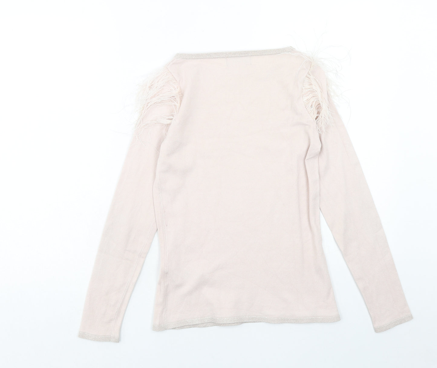 Coast Womens Pink Round Neck Polyester Pullover Jumper Size 8