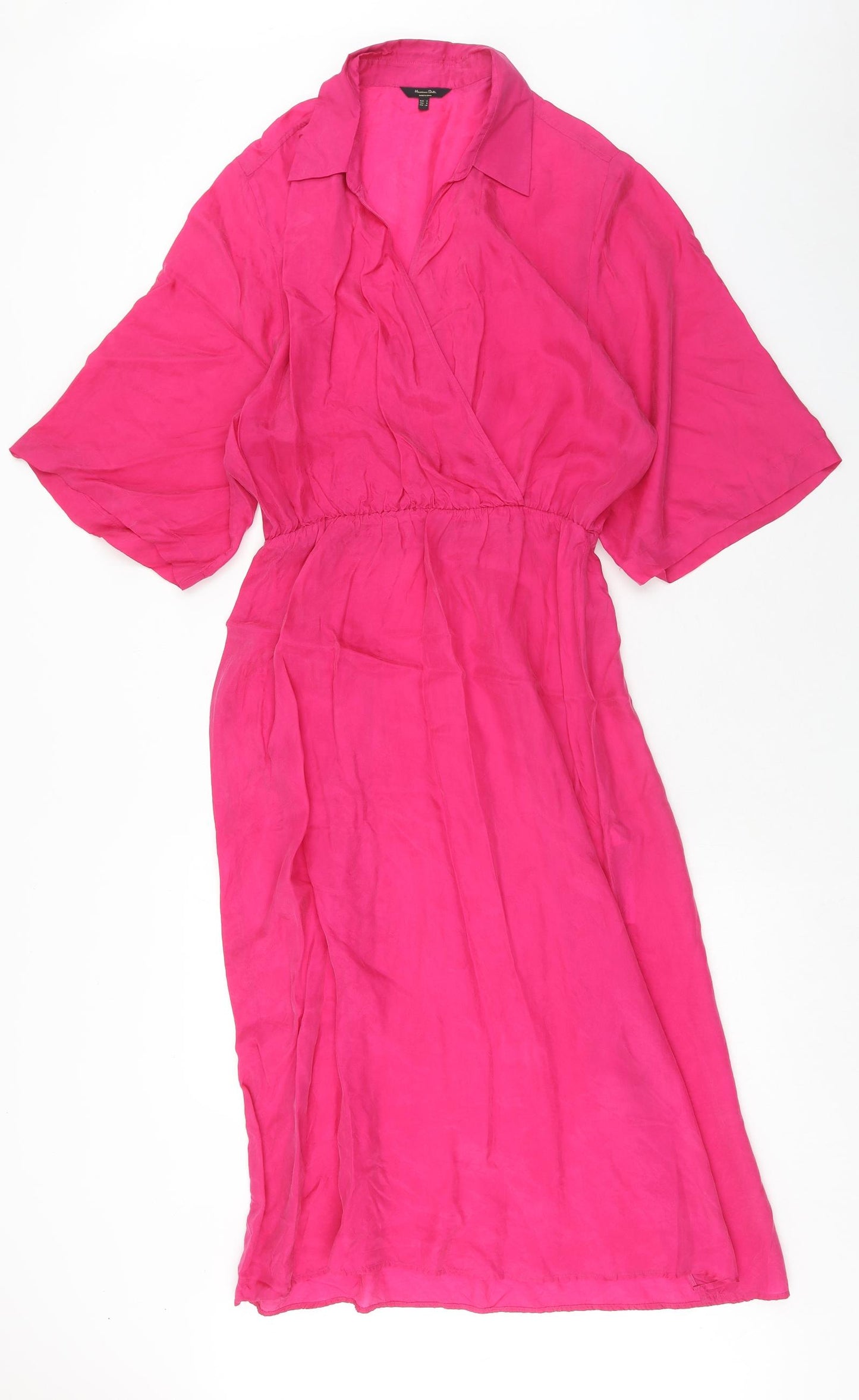 Mossimo Womens Pink Cupro Shirt Dress Size S Collared Pullover - V Neck