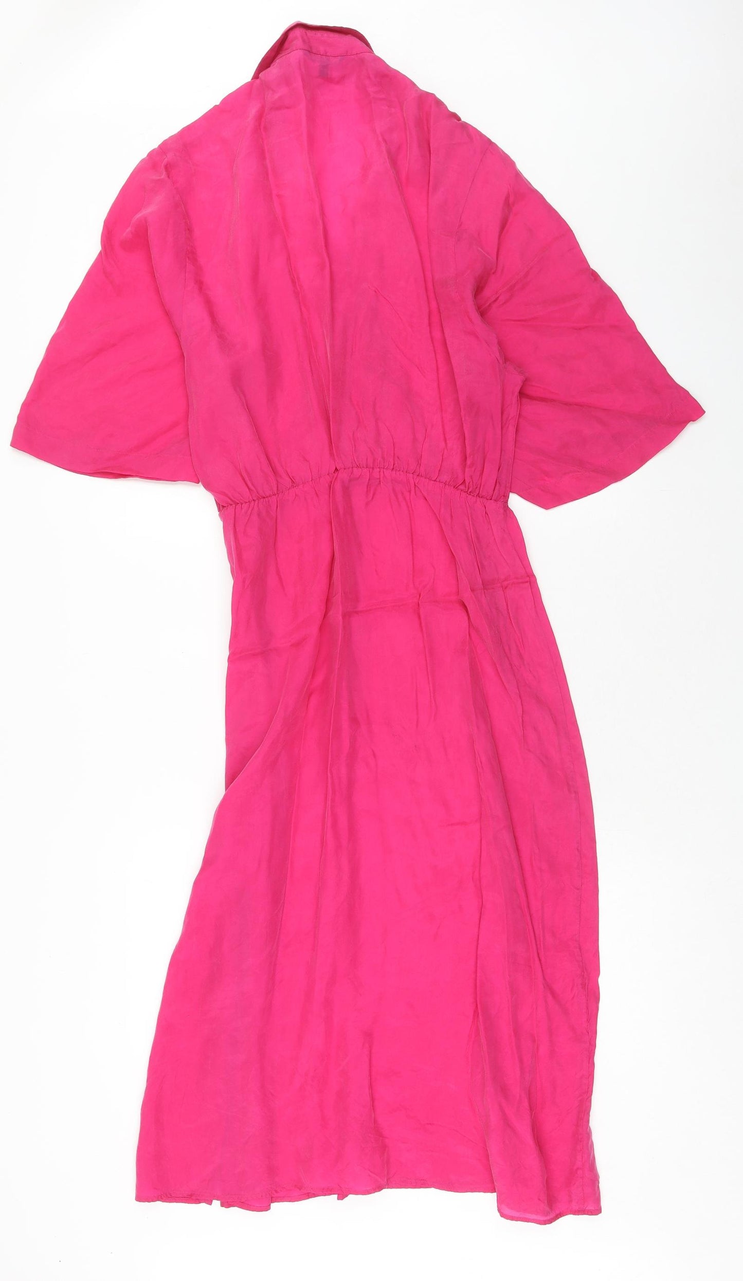 Mossimo Womens Pink Cupro Shirt Dress Size S Collared Pullover - V Neck