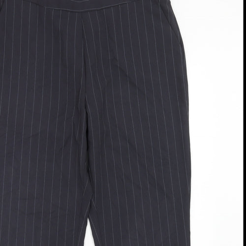 Bonmarché Womens Blue Striped Polyester Trousers Size 16 Regular