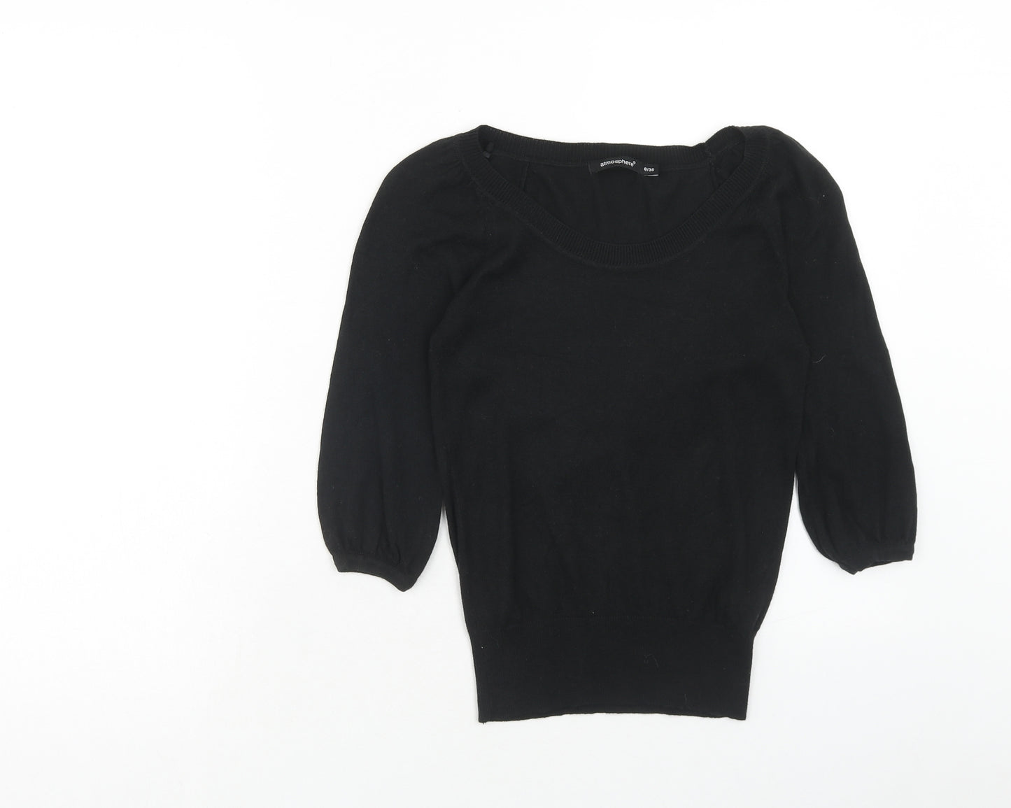 Atmosphere Womens Black Round Neck Viscose Pullover Jumper Size 8