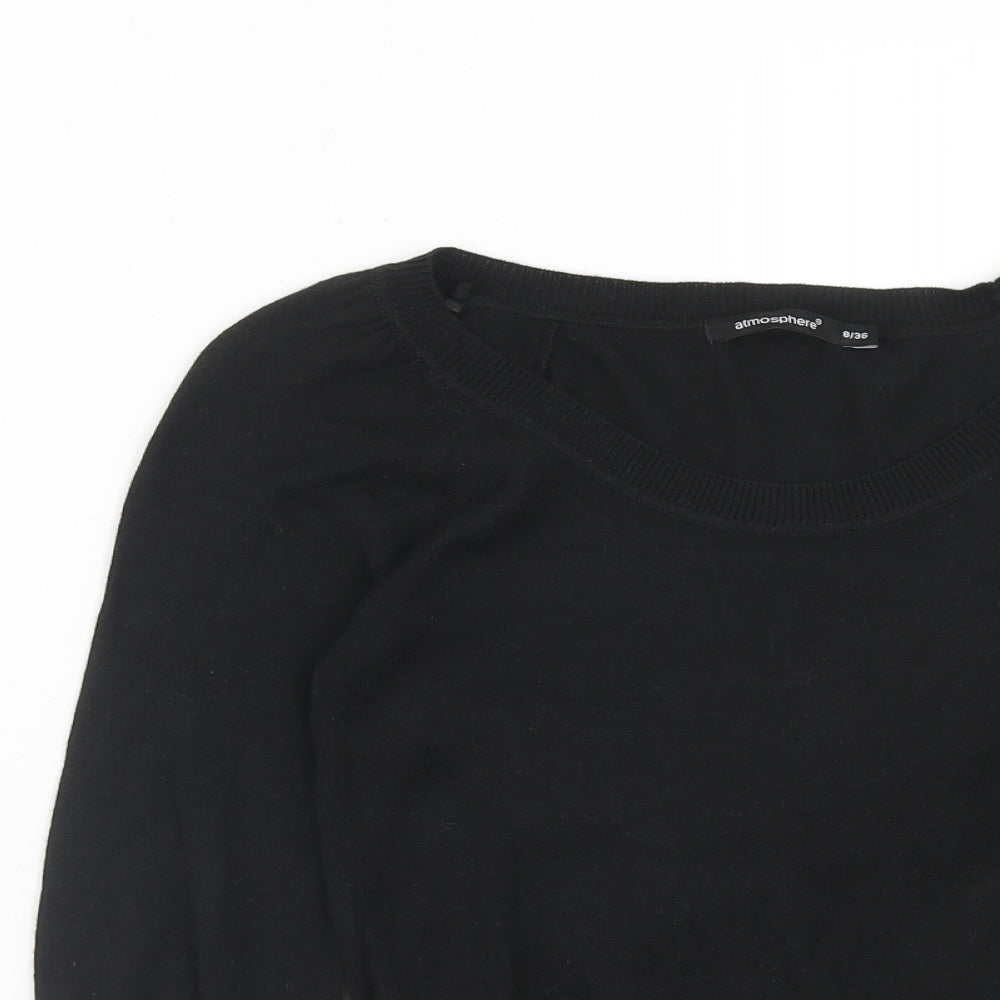 Atmosphere Womens Black Round Neck Viscose Pullover Jumper Size 8