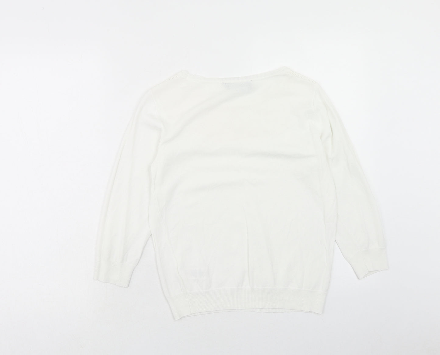 Dorothy Perkins Womens White Round Neck Viscose Pullover Jumper Size 12