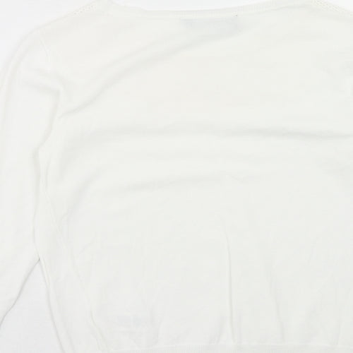 Dorothy Perkins Womens White Round Neck Viscose Pullover Jumper Size 12