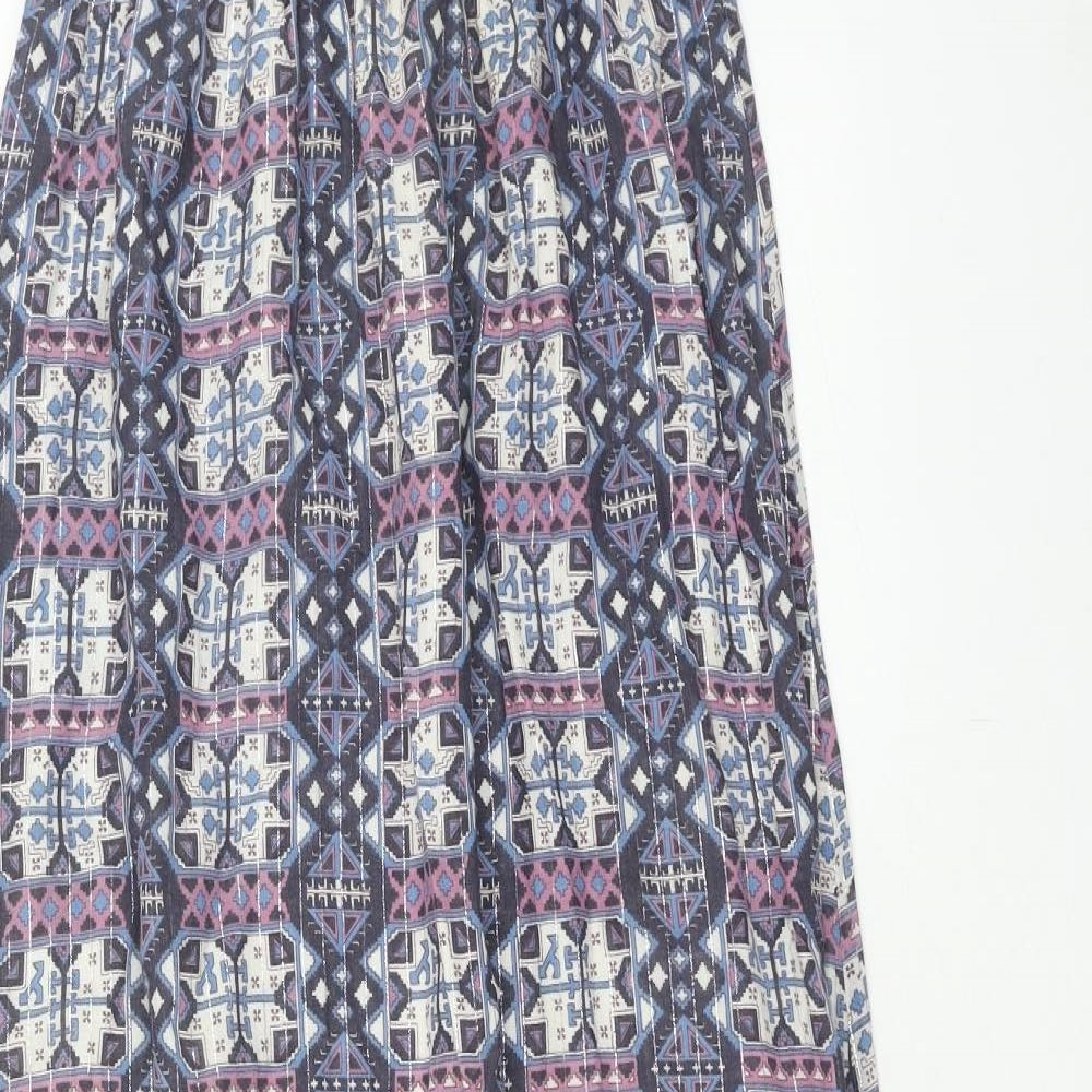 New Look Womens Purple Geometric Cotton Maxi Size 10 Off the Shoulder Pullover