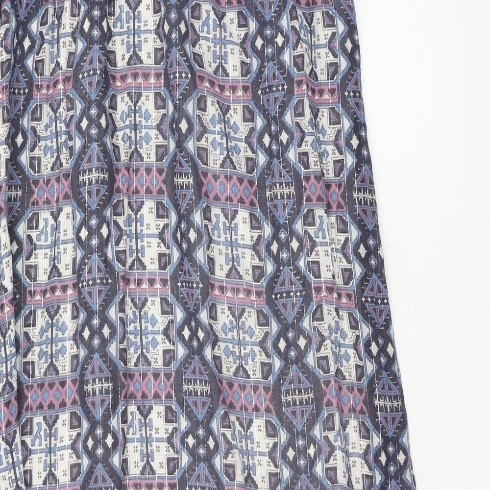 New Look Womens Purple Geometric Cotton Maxi Size 10 Off the Shoulder Pullover