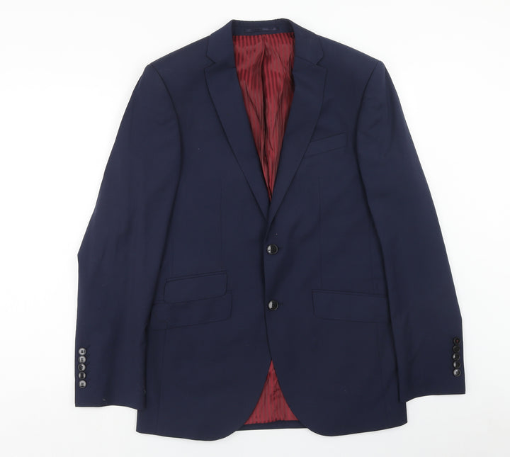 Red Select Mens Blue Polyester Jacket Blazer Size 38 Regular