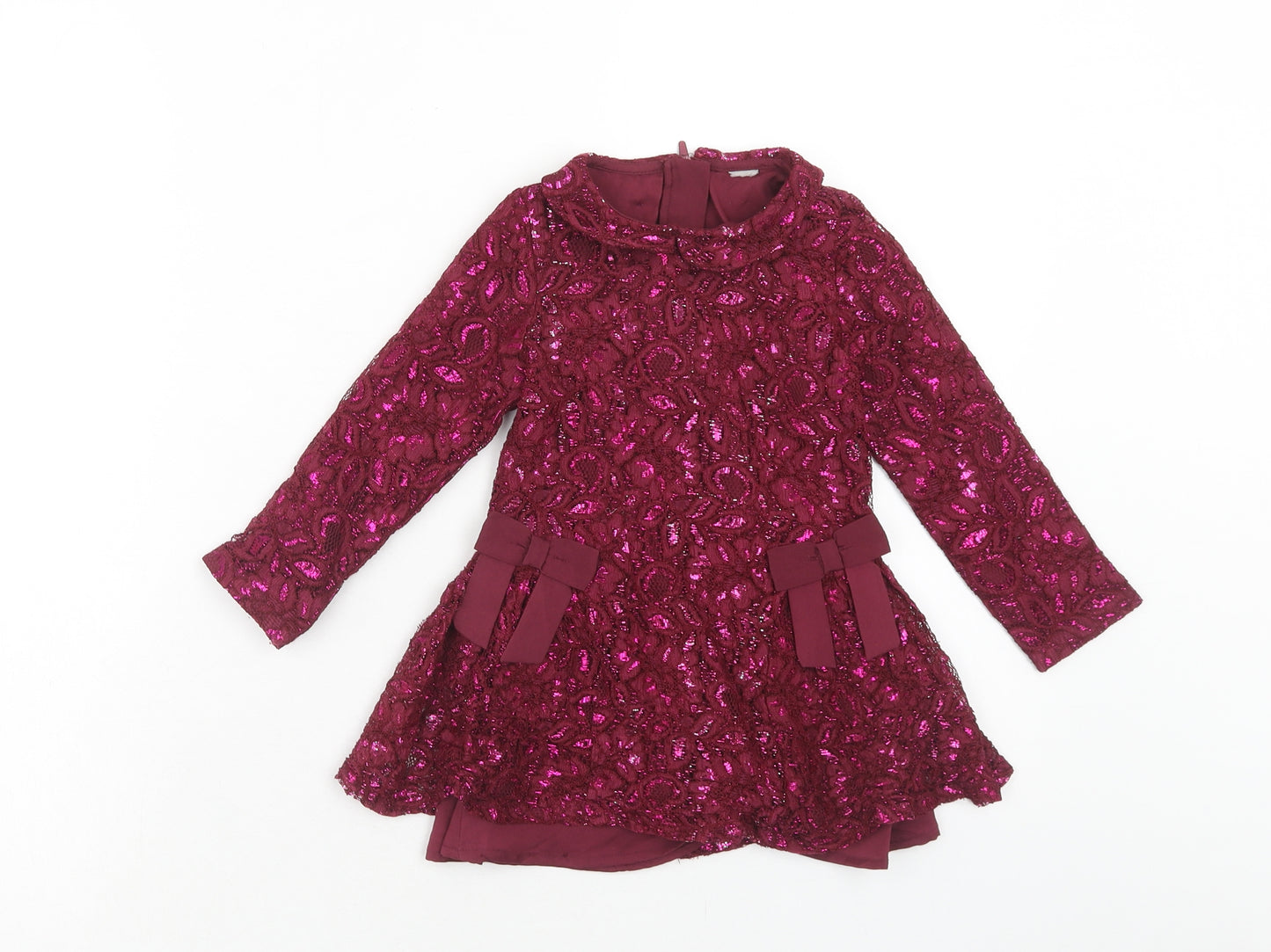 TU Girls Purple Polyester A-Line Size 2-3 Years Collared Zip