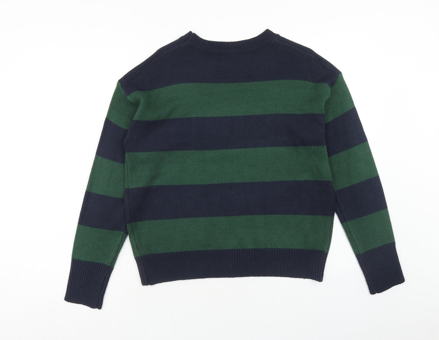SheIn Womens Blue Round Neck Striped Acrylic Pullover Jumper Size M