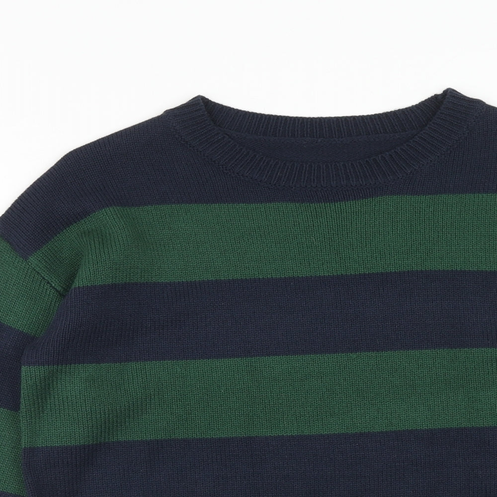 SheIn Womens Blue Round Neck Striped Acrylic Pullover Jumper Size M