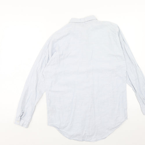 New Look Womens Blue Cotton Basic Button-Up Size 8 Collared