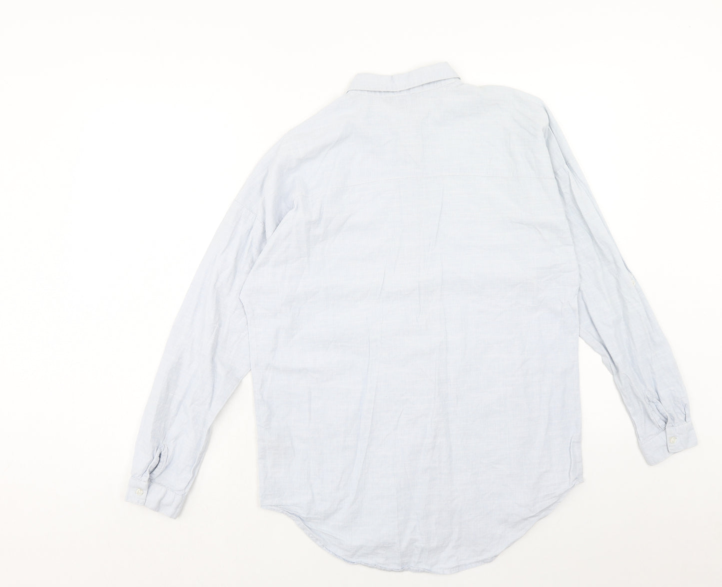 New Look Womens Blue Cotton Basic Button-Up Size 8 Collared
