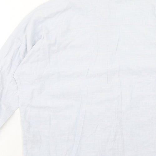 New Look Womens Blue Cotton Basic Button-Up Size 8 Collared