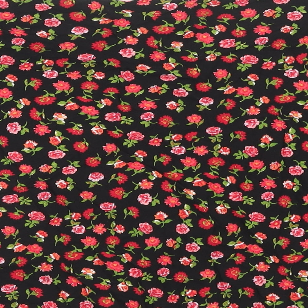 Primark Womens Red Floral Viscose Mini Skirt Size 14 Zip