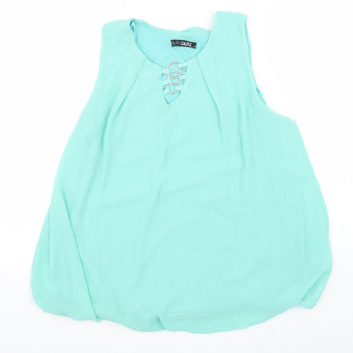 Quiz Womens Blue Polyester Basic Tank Size M V-Neck