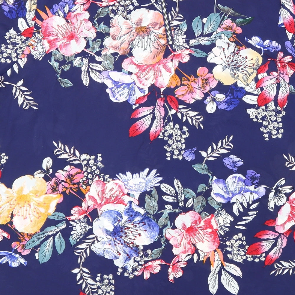 George Womens Blue Floral Polyester Basic Blouse Size 18 Round Neck